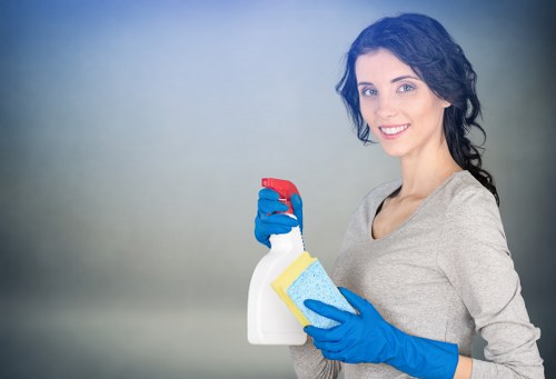 Professional carpet cleaner following safe working practices